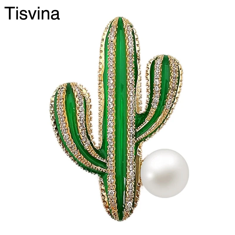 Tisvina 2018 кактус жемчужные броши для женщин и мужчин дети милые растения брошь