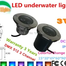 DMX512 контроль изменения цвета RGB 3 Вт подводный светодиодный светильник 12 В водонепроницаемый IP68 светильник для бассейна s CE RoHS Пруд Лампа фонтан лампа