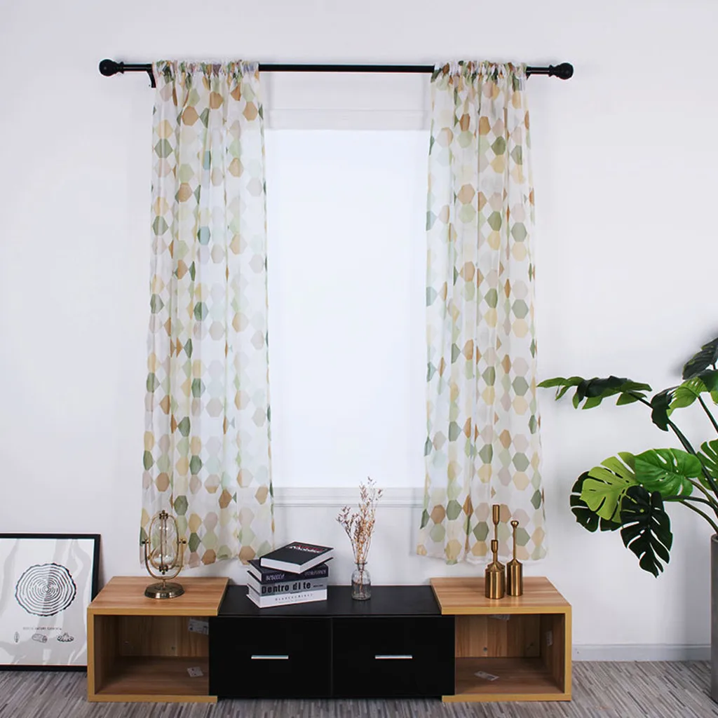 

Leaves Curtain Tulle Window Treatment Voile Drape Valance 2 Panel Fabric Door Curtain Window Curtain Shop Window Display Home