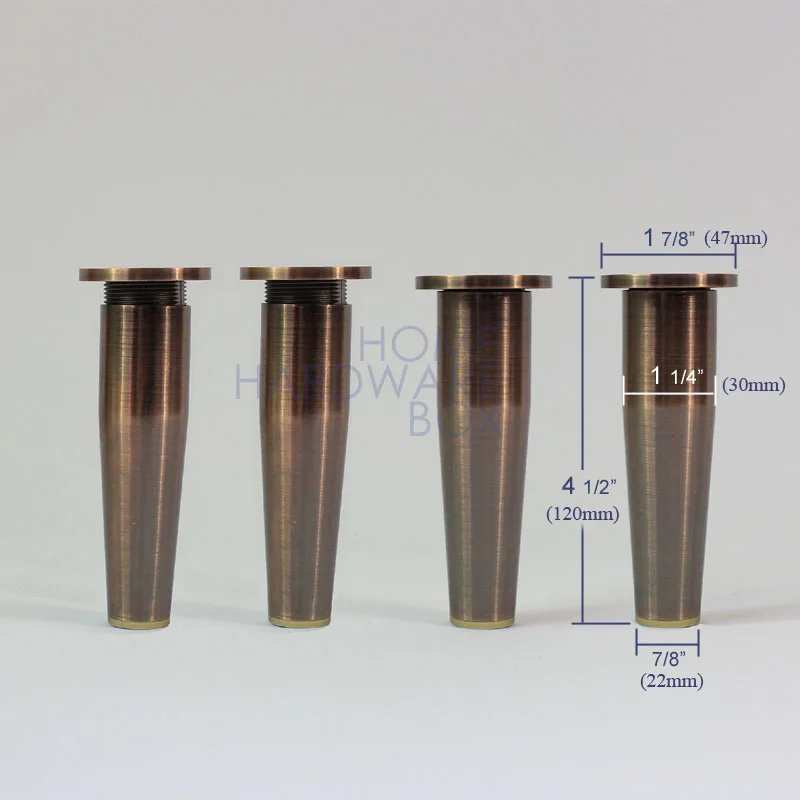 12cm antique bronze leg metal furniture legs stand round 4x