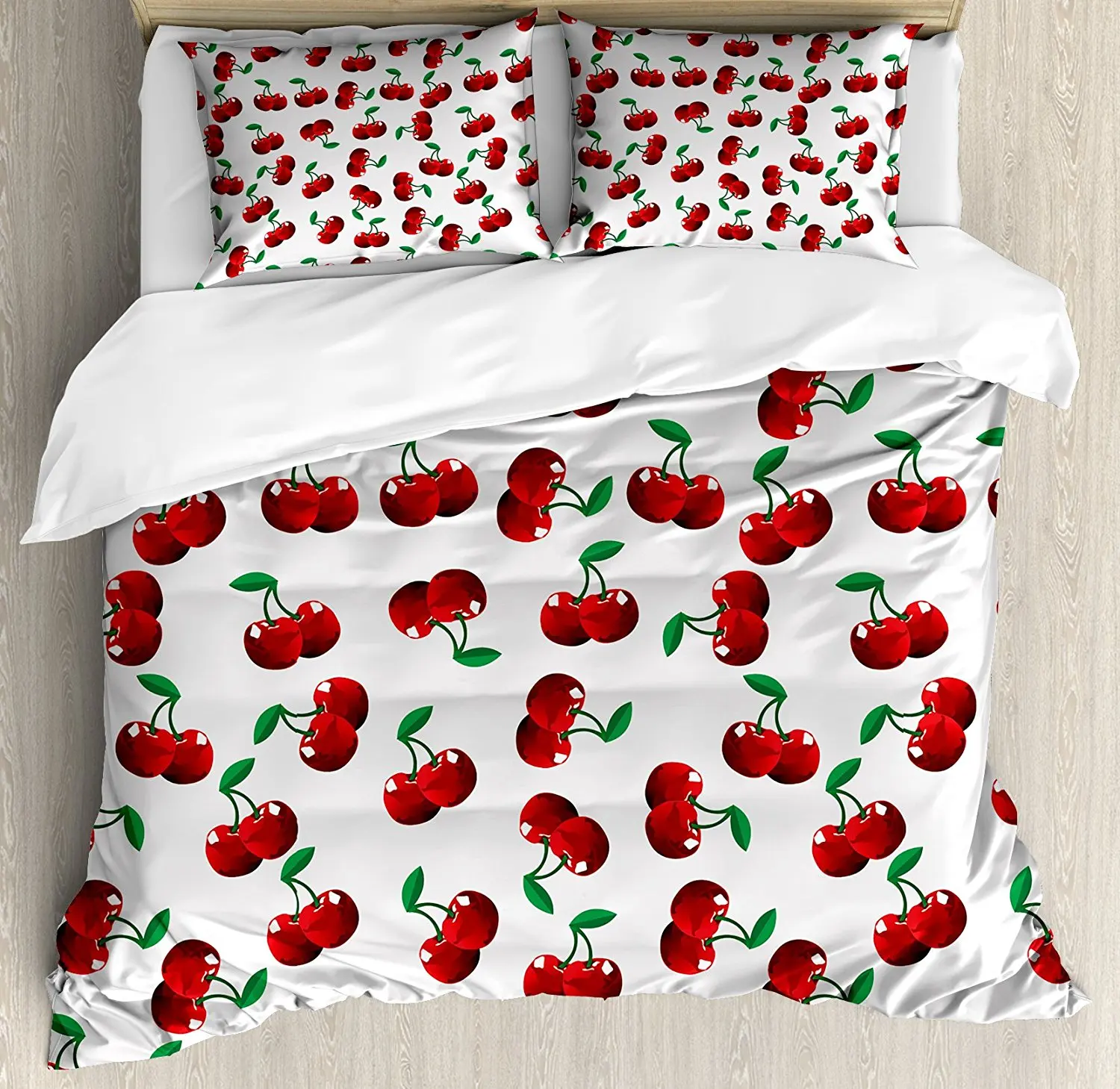 Fruits Duvet Cover Set Vibrant Cherries Vitamin Agriculture Exotic