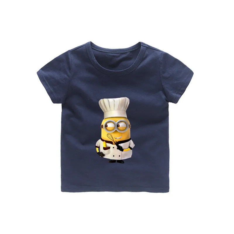 Футболка детские футболки натуральный хлопок с круглым вырезом детская футболка детская костюм для маленьких детей для мальчика или девочки - Цвет: Синий