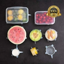 6 шт Силиконовые растягивающиеся крышки УНИВЕРСАЛЬНЫЕ СИЛИКОНОВЫЕ пищевые обертывания миски крышки кастрюли силиконовые крышки кастрюли кулинарные кухонные принадлежности