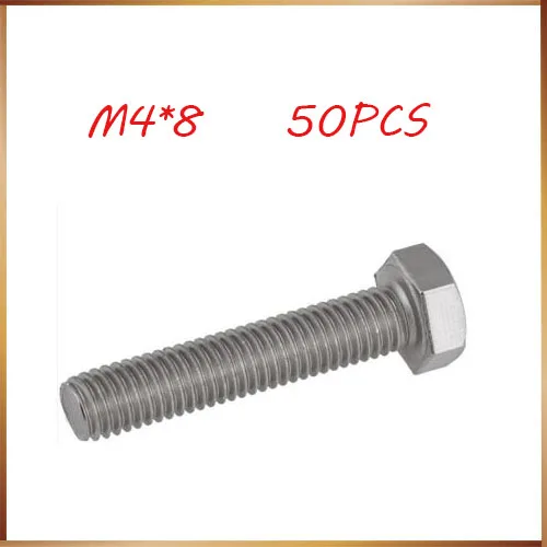 Free Shipping50pcs lot Din933 gb5783 M4x8 Mm M4 8 Mm 304 Stainless