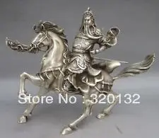 

Collectable Tibet Silver Warrior God Guan Yu Statue wholesale factory BRASS Arts outlets