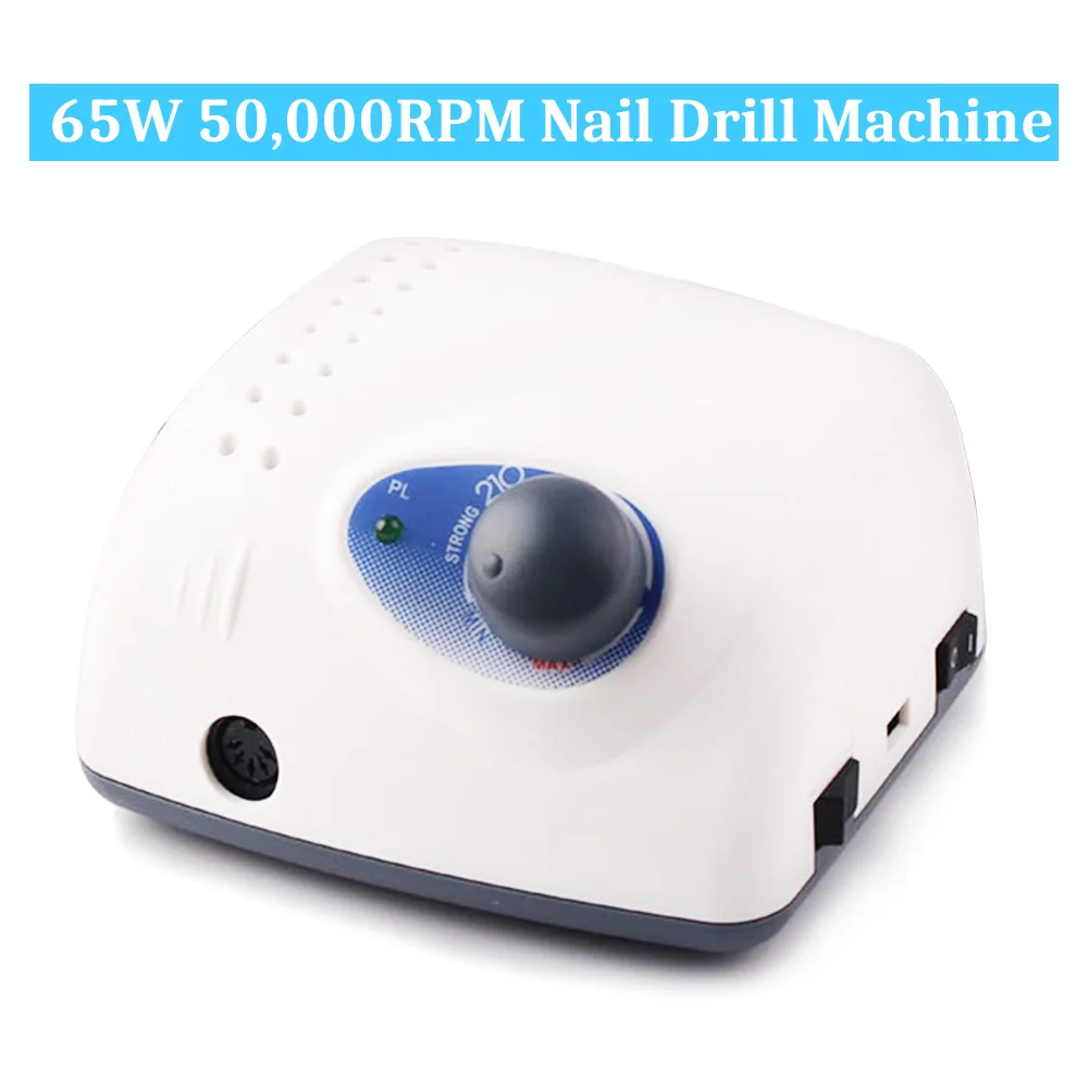 Najtaniej 65W 35000RPM elektryczna wiertła do paznokci Strong 210 Model 204 rękojeść Manicure wiertarka Pedicure pilnik do paznokci Bit Nail Art Equipment