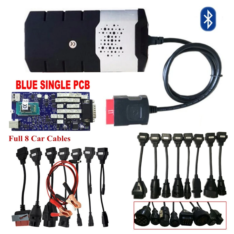 

2016R0/2015.3 with keygen for delphis with bluetooth blue single relay VD DS150E CDP diagnostic tool+full 8 car/truck cables