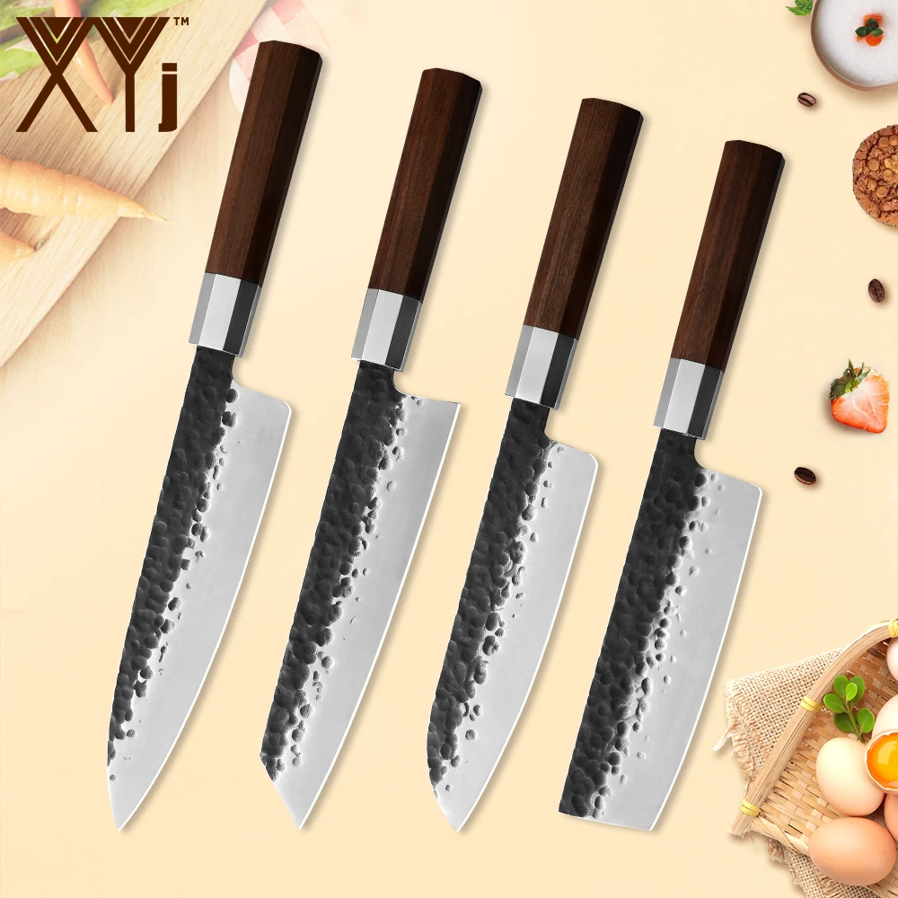 

XYj 7'' 8'' Kitchen Forged Handmade Steel Chef Knife Color Wood Handle Santoku Chopping Knife Meat Fish Sushi Cooking Tools