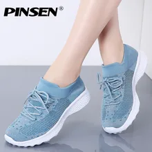 PINSEN/; женская обувь на плоской подошве; кроссовки из дышащего сетчатого материала; женская повседневная обувь на шнуровке; Basket Femme; женские кроссовки; tenis feminino