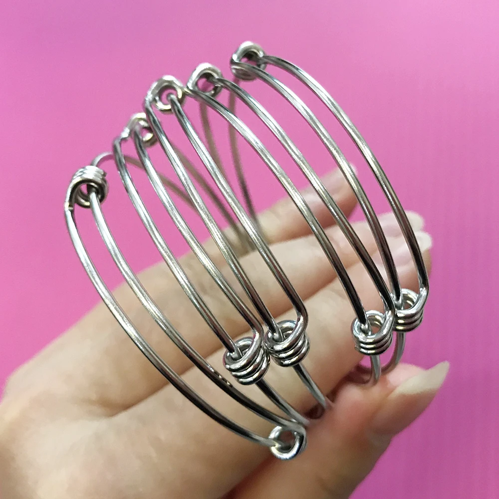 DHL Free Shipping 500pcs/lot Wholesale 316L Stainless Steel Couple Bracelets & Bangles Adjustable Wire Cuff Bracelet Jewelry DIY