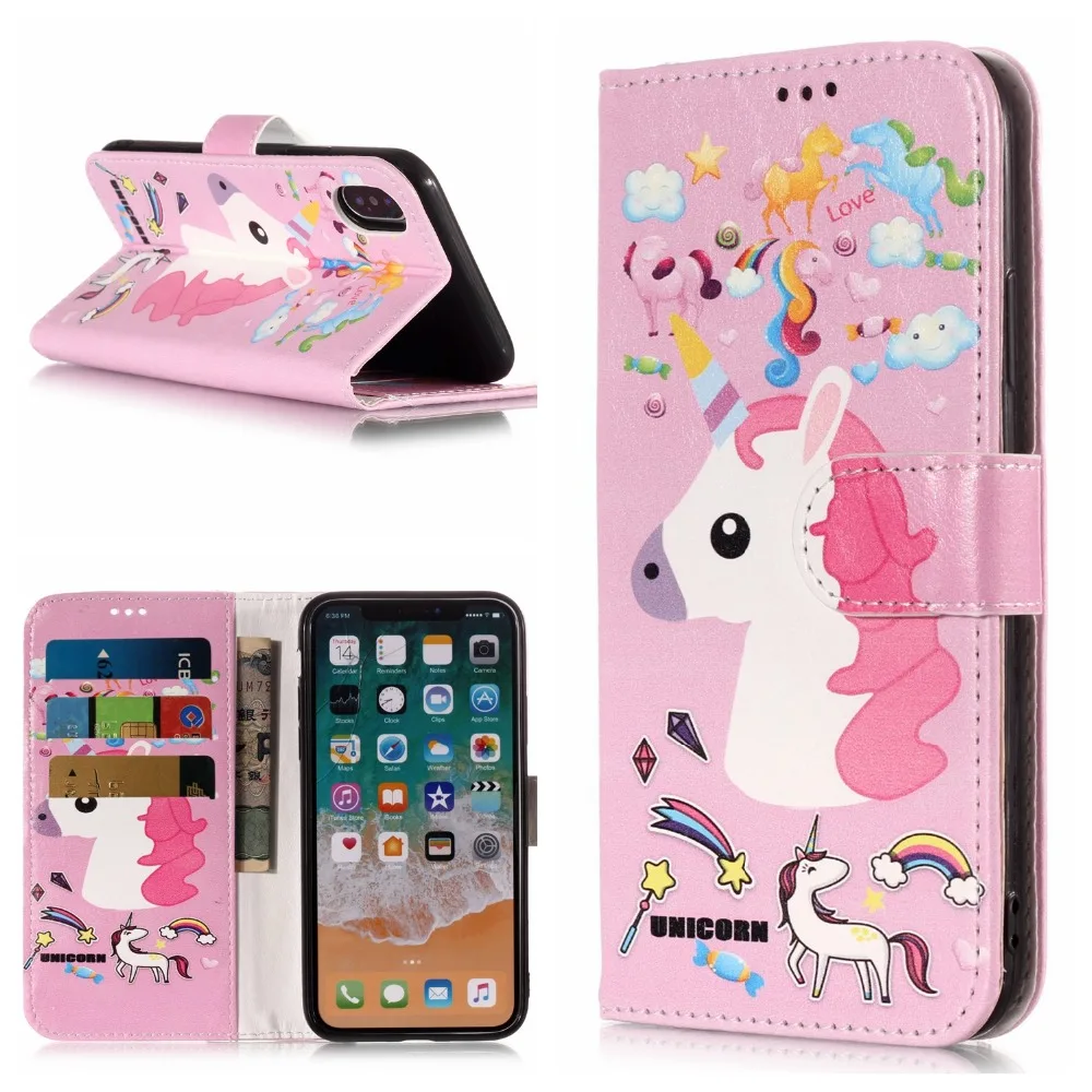 Phone case For iPhone XS XS MAX XR marble unicorn Leather