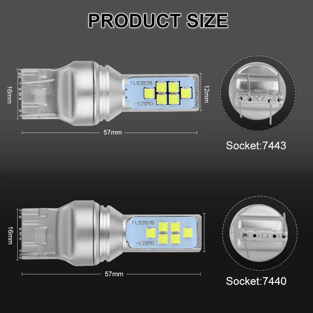 2 шт. 1400LM T20 7443 W21/5W LED 7440 W21W T25 3157 P27/7W светодиодные лампы автомобильные указатели