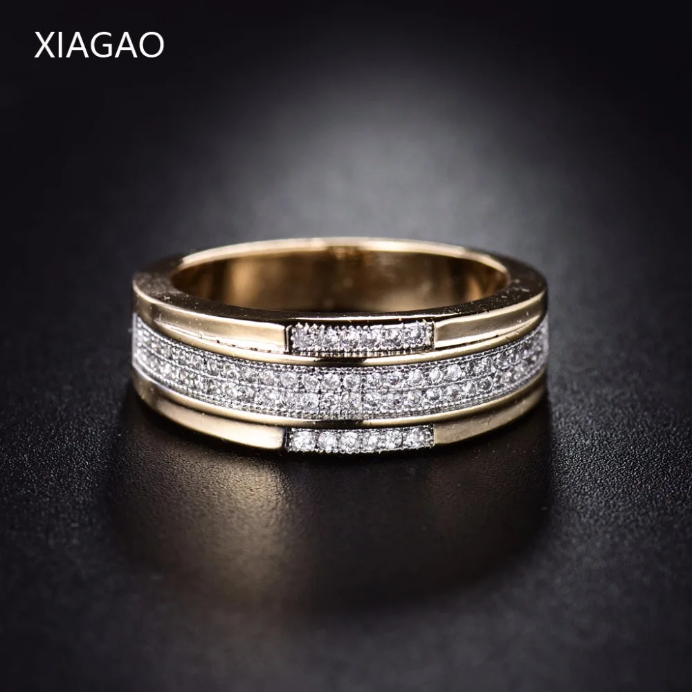 XIAGAO, простой дизайн, модные кольца на палец для женщин, золотой цвет, принцесса, кубический циркон, Вечные свадебные кольца Anel XGR260
