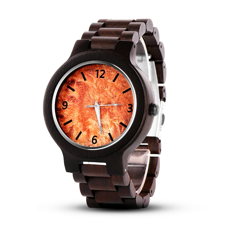 

2019 Newest Wood Watch Men's Watch Clock Simple Full Wood Orange Wrist Watches Men Watch relogio masculino relojes para hombre