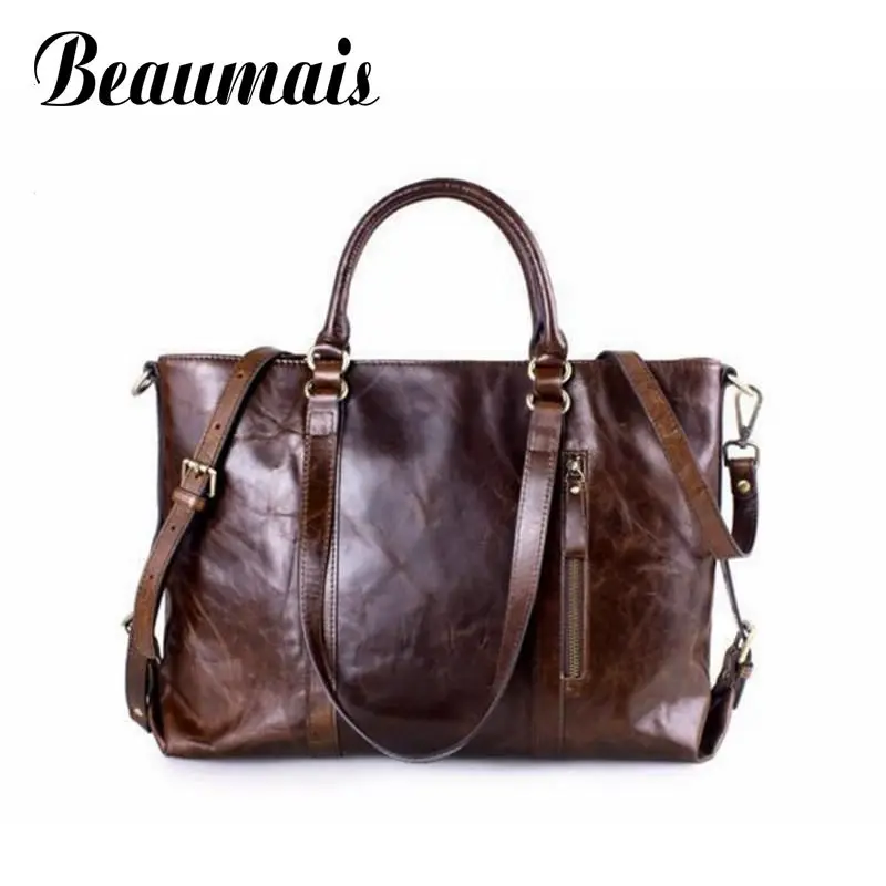 Beaumais 2017 Hot Genuine Leather Women Top-handle Bags Women Leather Handbags Large Capacity Crossbody Bags For Women DB5665