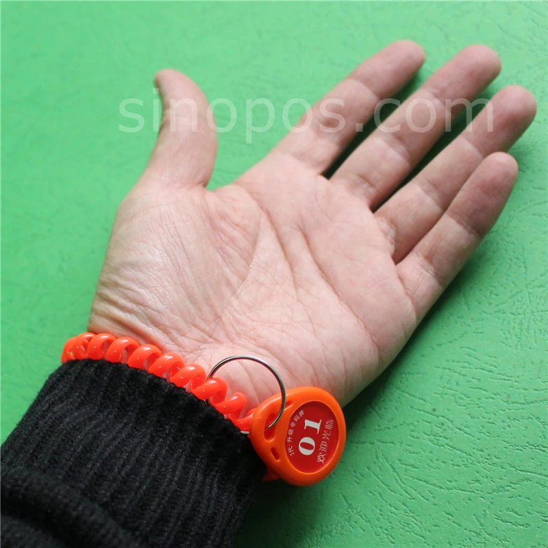 Plastic Wrist Coil Key Ring, spiral spring keychain locker gym sauna swimming club stretchable bracelet keyring holder tag chain 6
