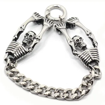 

Stainless steel skull bracelet Big Skeleton Bones Statement Punk Jewelry Gold Color Stainless Steel Halloween Gift Gothic Bracel