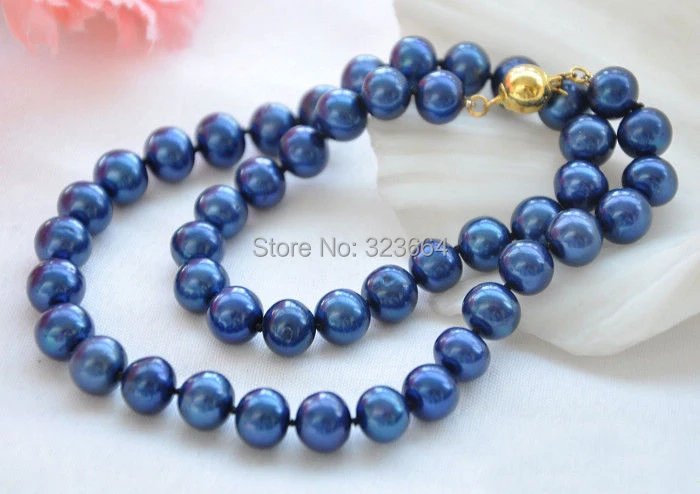 

17" 10mm ROUND BLUE FRESHWATER PEARL NECKLACE