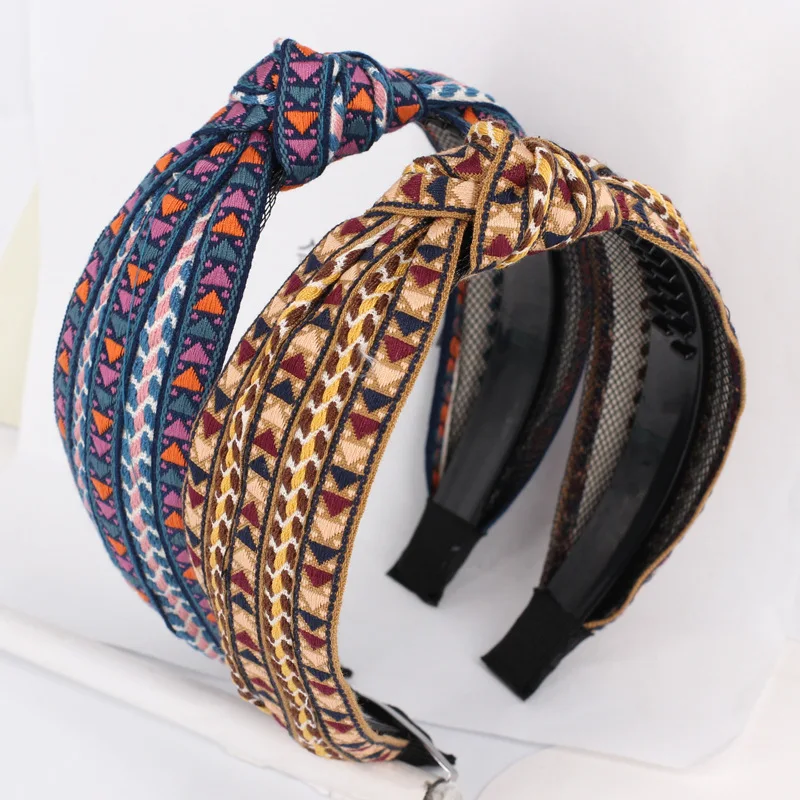 

Korean Boutique Hairband Vintage Ethnic Style Knotted Headband Women Girls Hair Head Hoop Bands Accessories Hairbands Headwear