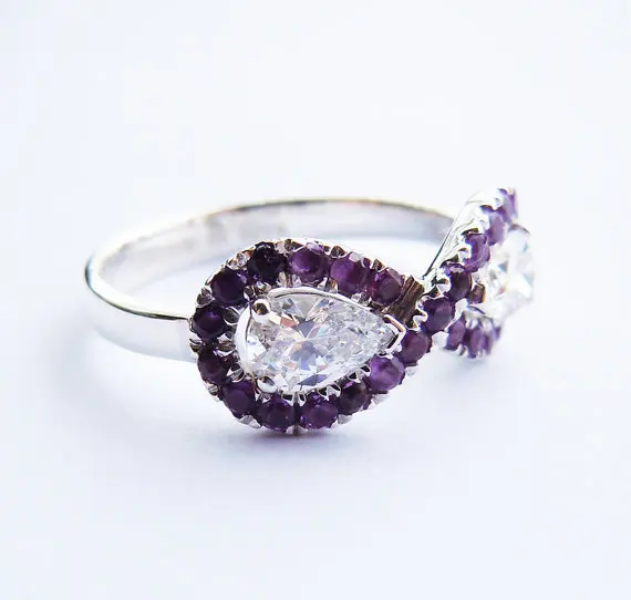 

Wellmade Solid 925 Sterling SilverAmethyst Infinity Ring