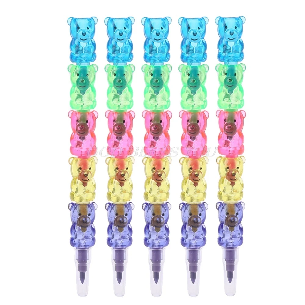 

4Pcs 5 Colors Stacker Swap Cute Snowman crayon For School Children painting Toys
