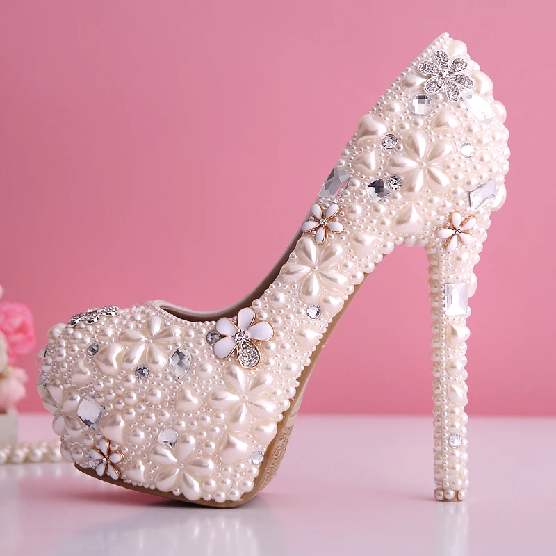 Wholesale 2015 new women light pink pearl diamond high heel Diamond Heels Stiletto Rosaer Glitzer Stiletto Heels