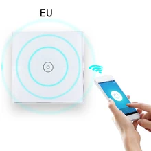 QIACHIP Afstandsbediening WIFI Touch Schakelaar Led Light EU 220 V 1 gang Smart Domotica Module Glas Panel Draadloze Muur schake