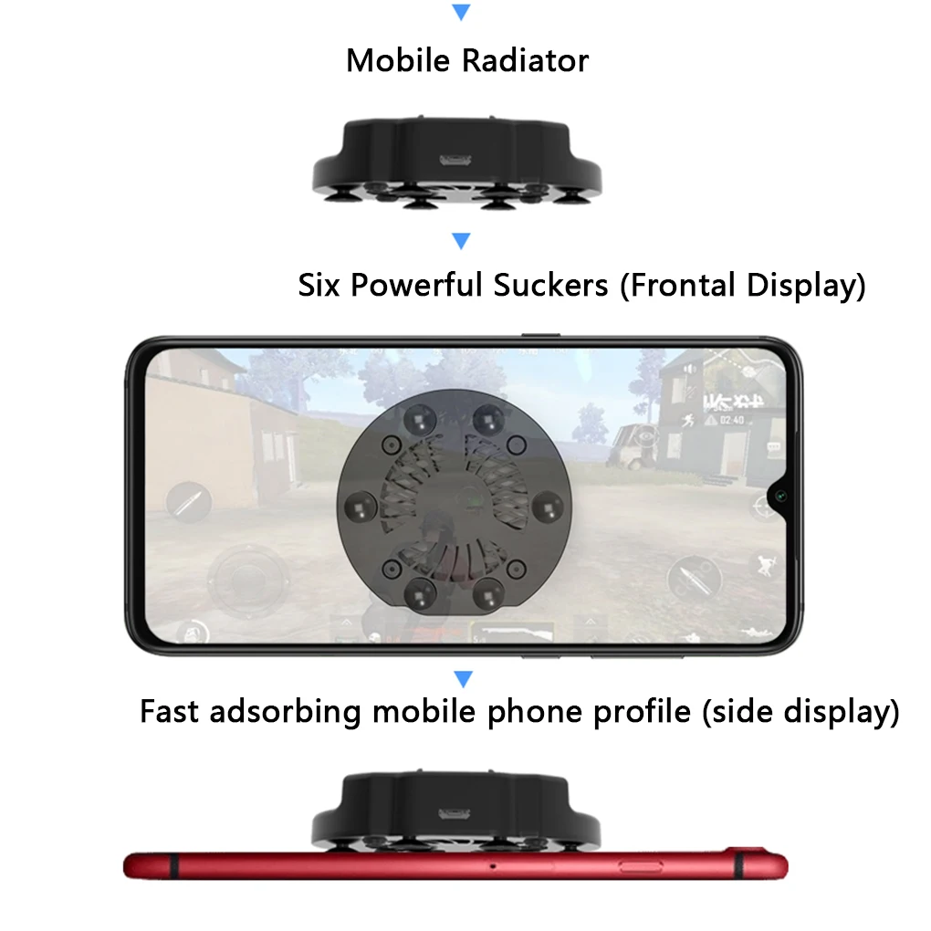 Elenxs 2-в-1 для мобильного телефона охлаждающая подставка Портативный держатель с присоской держатель мобильного телефона Поддержка кронштейн вентилятор радиатора