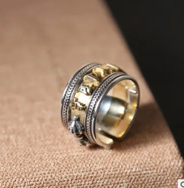 

mens ring silver ring 925 adjustable rings buddhism jewelry