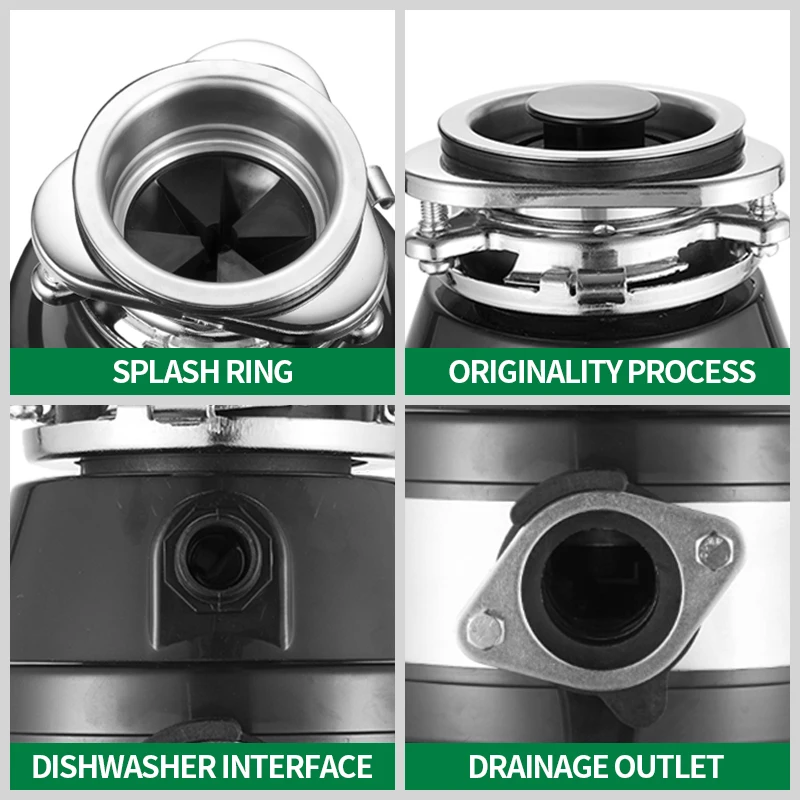  HIMOSKWA Food Waste Disposer 370W Food Residue Garbage Processor Sewer Rubbish Disposal Crusher Gri - 32874150922