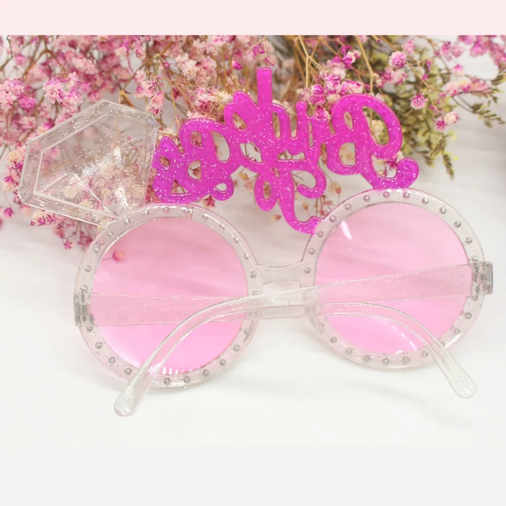 Bachelorette Hen Party Supplies Bride To Be Glasses Pink Bling Diamond Ring BS 