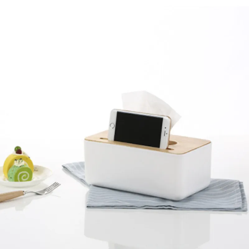  Plastic Tissue Box With Wood Cover Solid Wood Napkin Holder Case Simple Stylish Handkerchief Box Wh