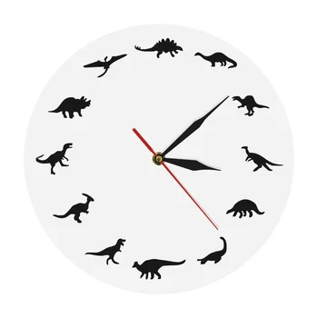 

T-Rex Minimalist Design Clock Dinosaurs Breeds Modern Wall Clock Nursery Kids Room Jurassic Wall Decor Dinosaur Interior Clock