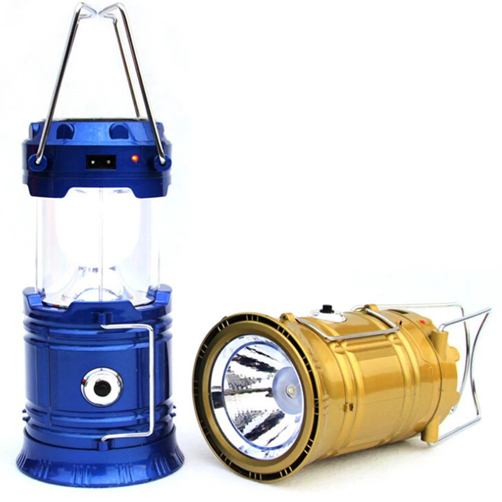 2 in 1 Rechargeable Retracted 6 LED Solar Lantern Camping Emergency LED