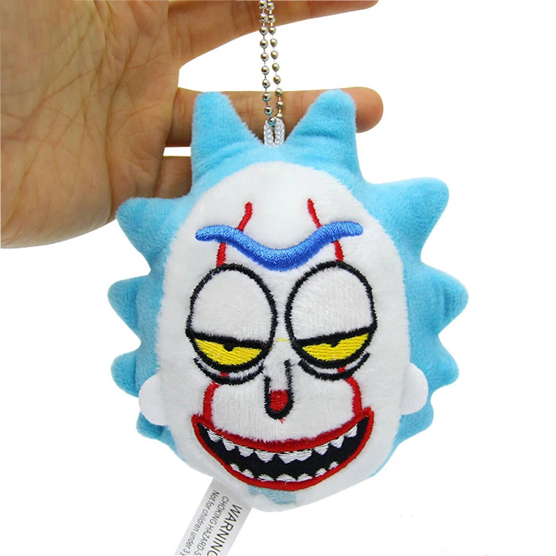 

[New] 10cm Rick and Morty plush doll ghost face Rick and Moti clown Rick head pendant decorative keychain gift for children
