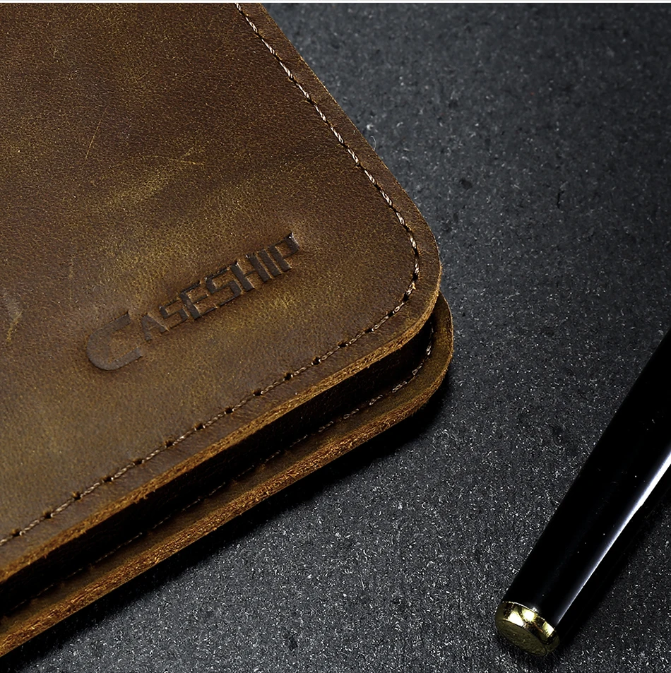 CASESHIP Phone Bag Case 5.5 inch Mobile Phone Universal Geniune Leather Wallet Pouch Card Holder Case For iPhone Samsung Galaxy (7)