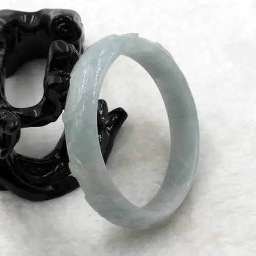 

free shipping 01689 Vintage Chinese Hand-carved Green Jadeite Jade Gems Bracelet Bangle