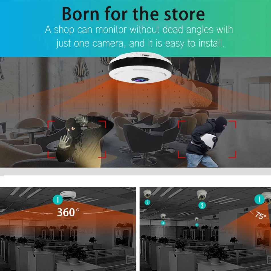 Jvtsmart рыбий глаз VR 360 градусов Wifi Беспроводная панорамная камера HD 960P 1080p IP