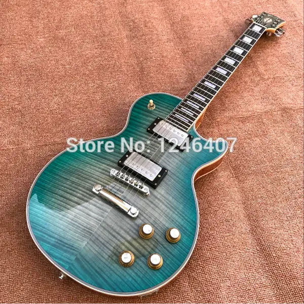 

Electric Guitar Free Shipping beautiful blue tiger custom
