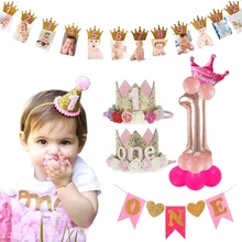 Party-Supplies Crown Birthday-Party-Decoration 1-First-Birthday-Balloon-Garland Baby Shower