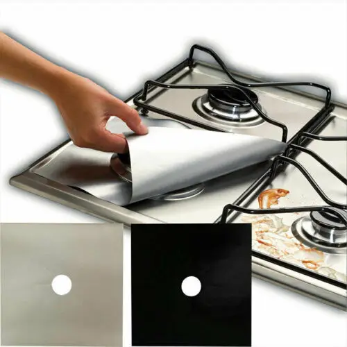 

4*Reusable 2 in 1 Barbecue Mat Protector Gas Range Liner Non Stick Gas Hob Stove Top Cooker Cover