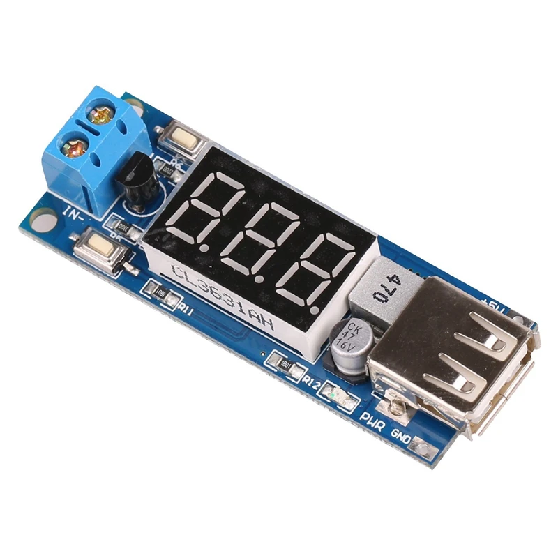 DC-DC 4.5-40V To 5V 2A USB Charger Step-down Buck Converter Voltmeter Module NEW