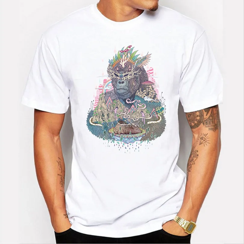 

Men's T-shirts 2019 New Animal Orangutan 3D Print Funny T-Shirt Men Summer Casual Short-Sleeve Cotton White Tee Shirt Male Taps