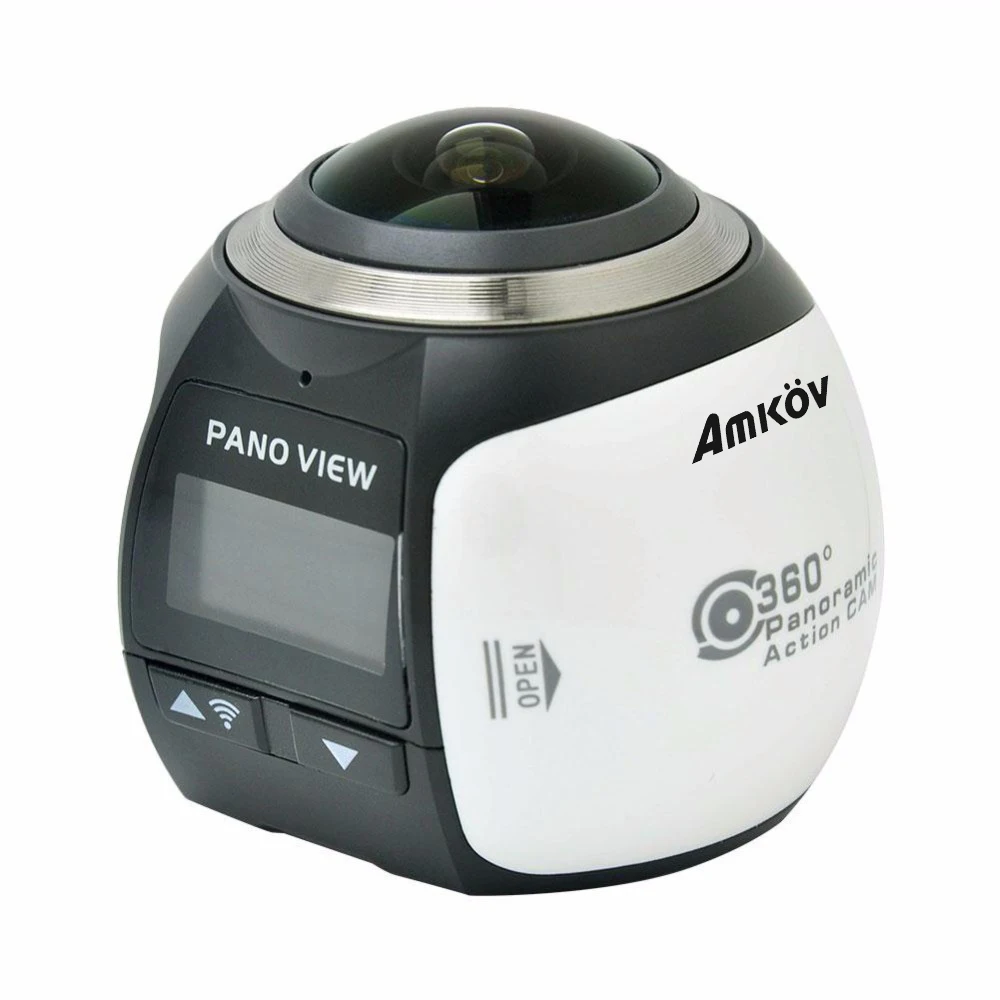Amkov мини 360 видеокамера V1 экшн-Камера Двойная стабилизация изображения мини панорамная камера 360 градусов Спорт Вождение VR камера - Цветной: Белый