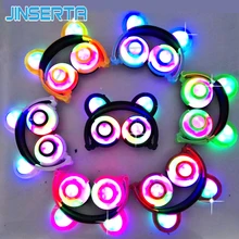 JINSERTA мигает светящиеся наушники с ушками игровая гарнитура светодио дный свет с микрофоном громкой связи для ноутбука телефон косплэй Вечерние