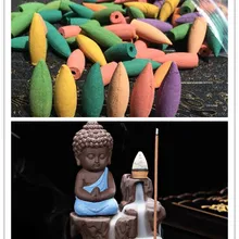 50 шт. больше конусов+ горелка Творческий дом Декор маленький монах Маленький Будда курильница с обратным потоком Ладан горелки Применение в домашних условиях Teaho Применение