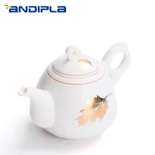 215 мл Белый Фарфор золотой кленовый лист чайник керамический китайский чайный набор кунг-фу варить чай горшок чайник творческий домашний декор