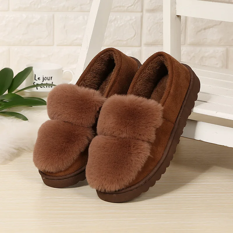 

2018 Fashion Women Home Slippers with Fur Intdoor Women Winter Shoes Female Ladies Cotton Warm Winter Slippers CJ246