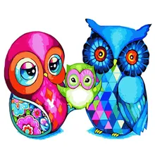 Милая Сова Семья. 40х50см, живопись по номерам, DIY, настенное искусство, декор гостиной, пейзаж, фигура, животное, цветок, мультфильм