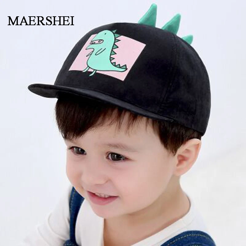 

MAERSHEI Baby Child Hat Hat Casquette Cute Dinosaur Boy Girl Baseball Cap Kids Cotton Adjustable Cap Snapback Black Hip hop hats